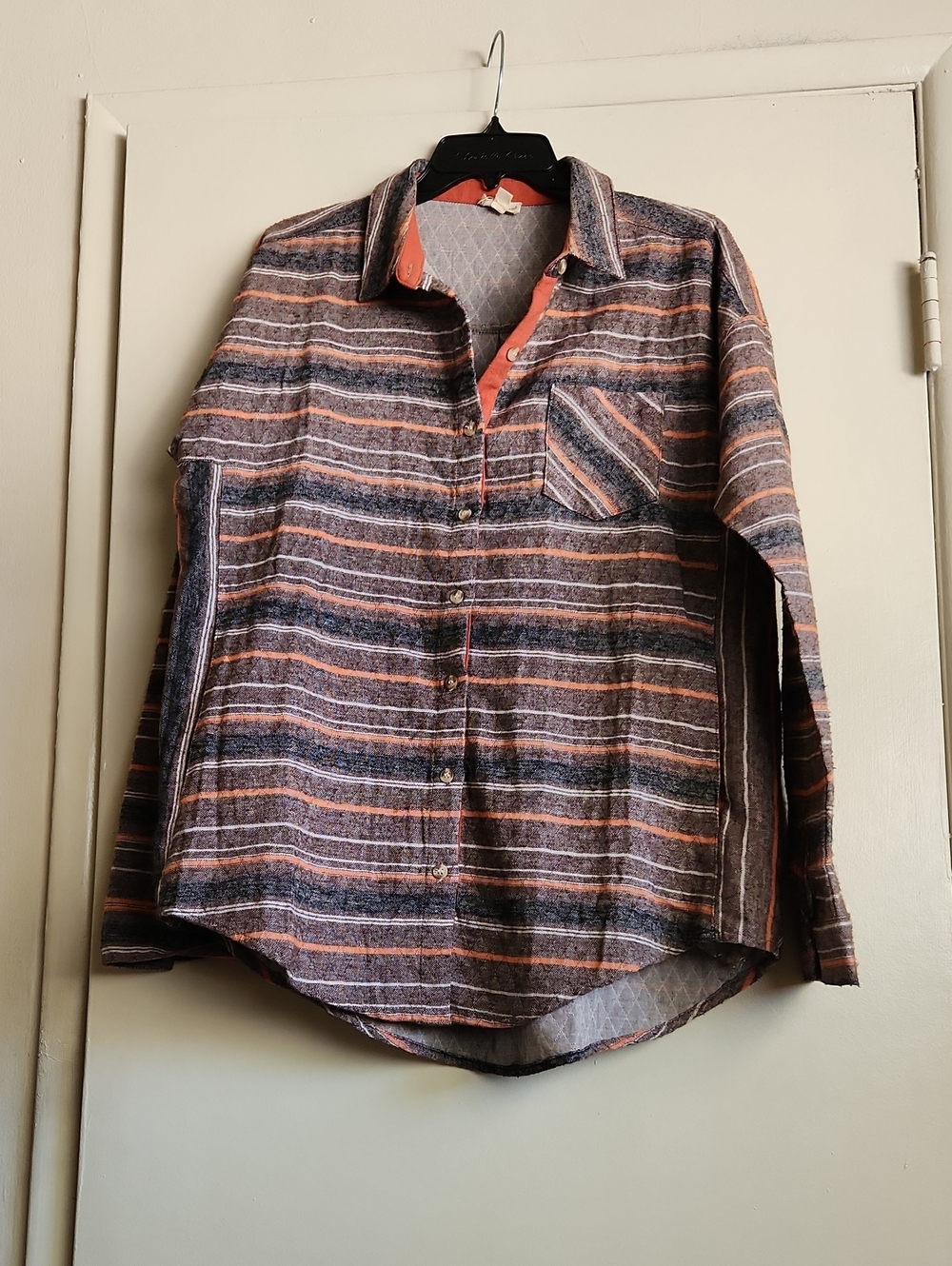 Hem & Thread Size Medium M Striped Flannel Button-Up Shacket